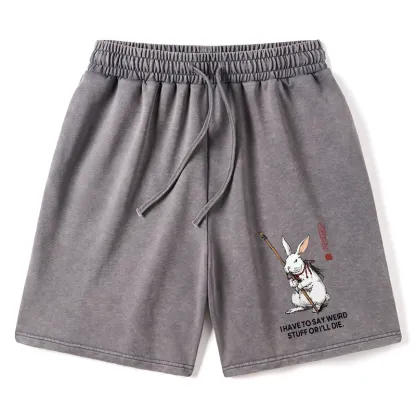 Tokyo-Tiger Rabbit Gotta Say Weird Stuff Or Die Washed Shorts