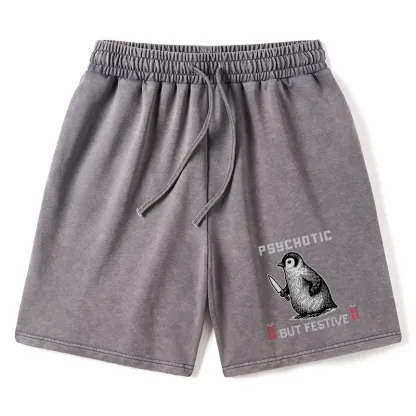 Tokyo-Tiger Overstimulated but Festive Christmas Washed Shorts