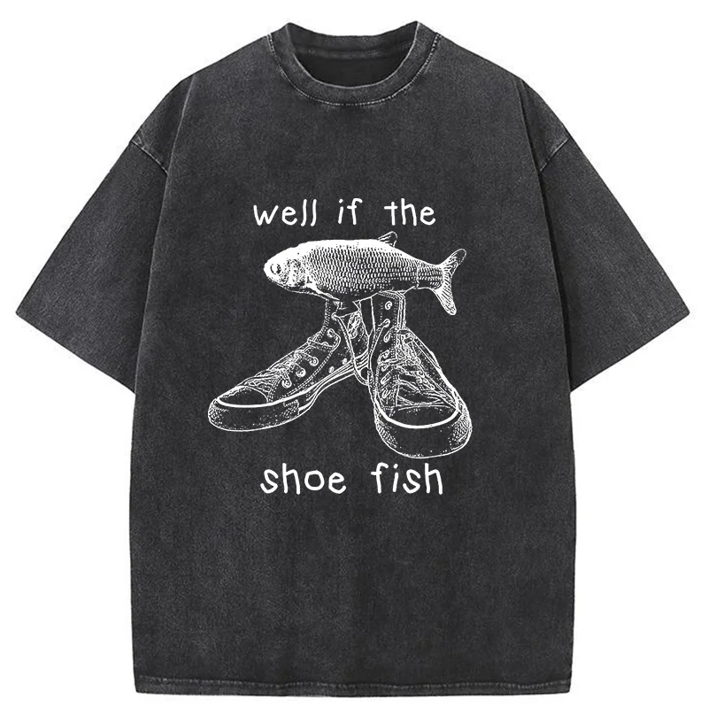 Tokyo-Tiger Funny Shoe Fish Washed T-Shirt