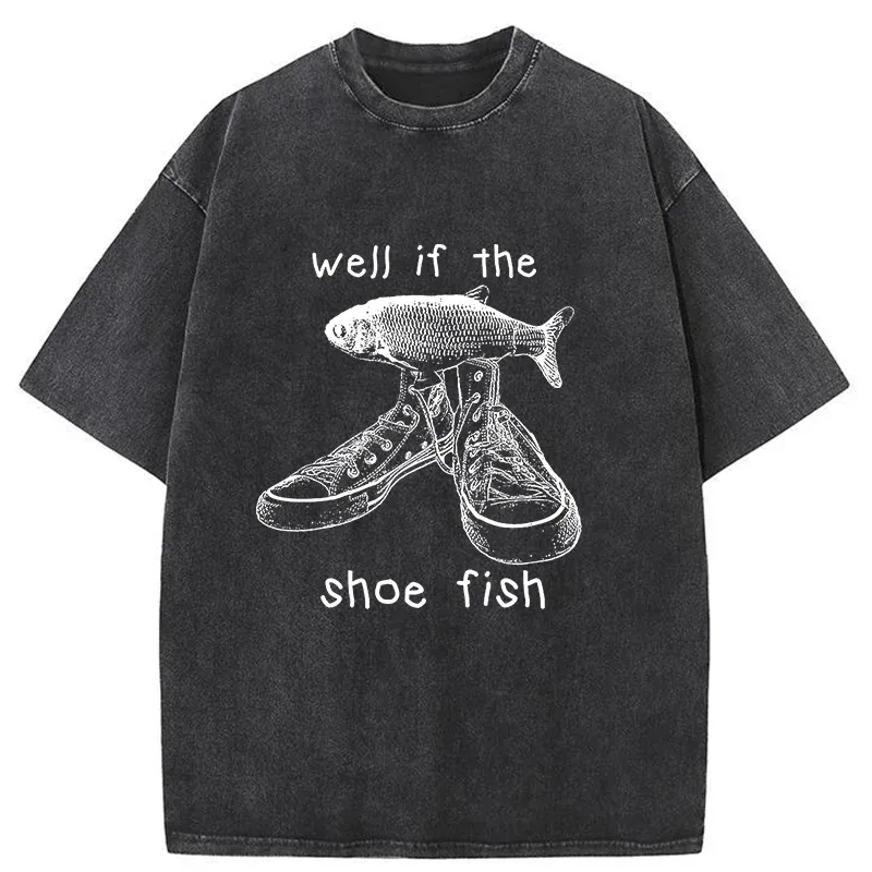 Tokyo-Tiger Funny Shoe Fish Washed T-Shirt