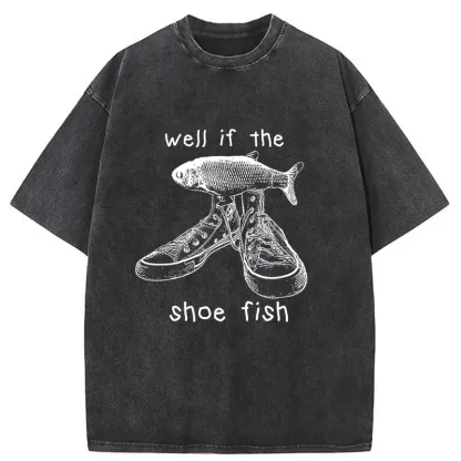 Tokyo-Tiger Funny Shoe Fish Washed T-Shirt