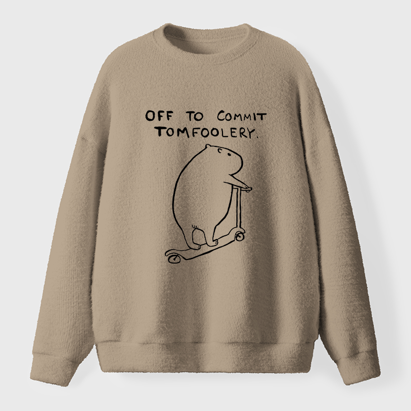 Tokyo-Tiger Capybara Is Ready To Do Something Bad Fuzzy Sweatshirt