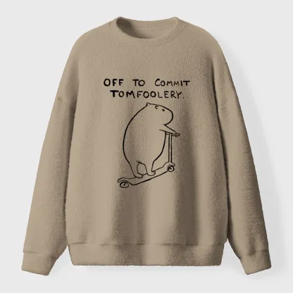 Tokyo-Tiger Capybara Is Ready To Do Something Bad Fuzzy Sweatshirt