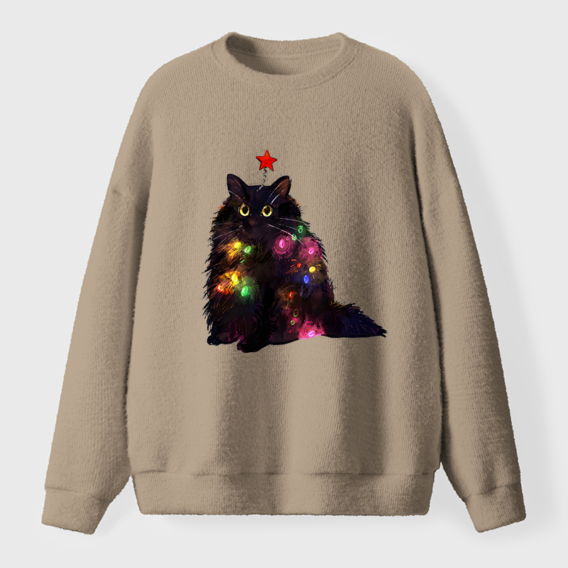 Tokyo-Tiger Christmas Lights Cat Fuzzy Sweatshirt