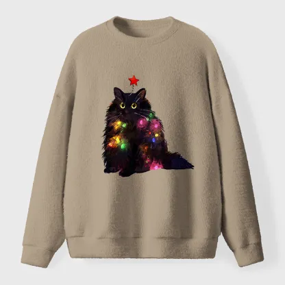 Tokyo-Tiger Christmas Lights Cat Fuzzy Sweatshirt
