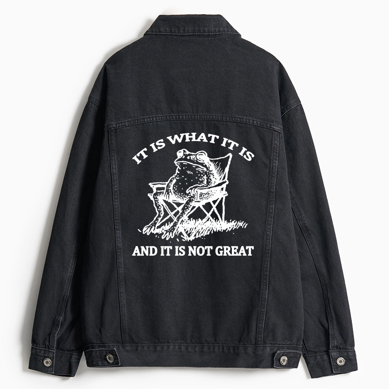 Tokyo-Tiger Resting Frog Funny Jean Jacket