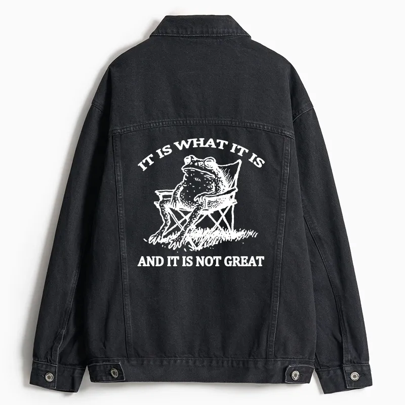 Tokyo-Tiger Resting Frog Funny Jean Jacket