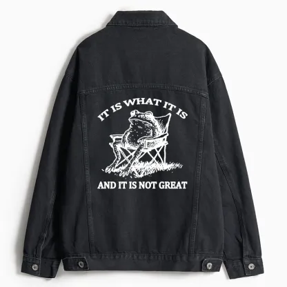 Tokyo-Tiger Resting Frog Funny Jean Jacket