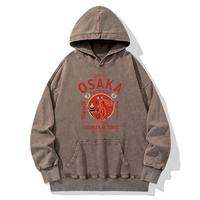 Tokyo-Tiger Drunken Octopus Japan Washed Hoodie