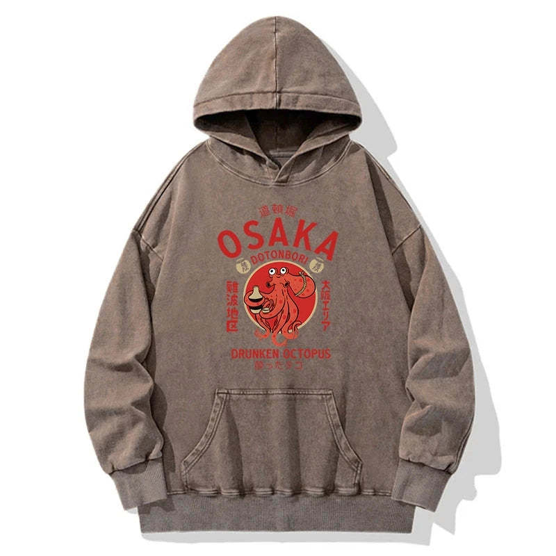 Tokyo-Tiger Drunken Octopus Japan Washed Hoodie