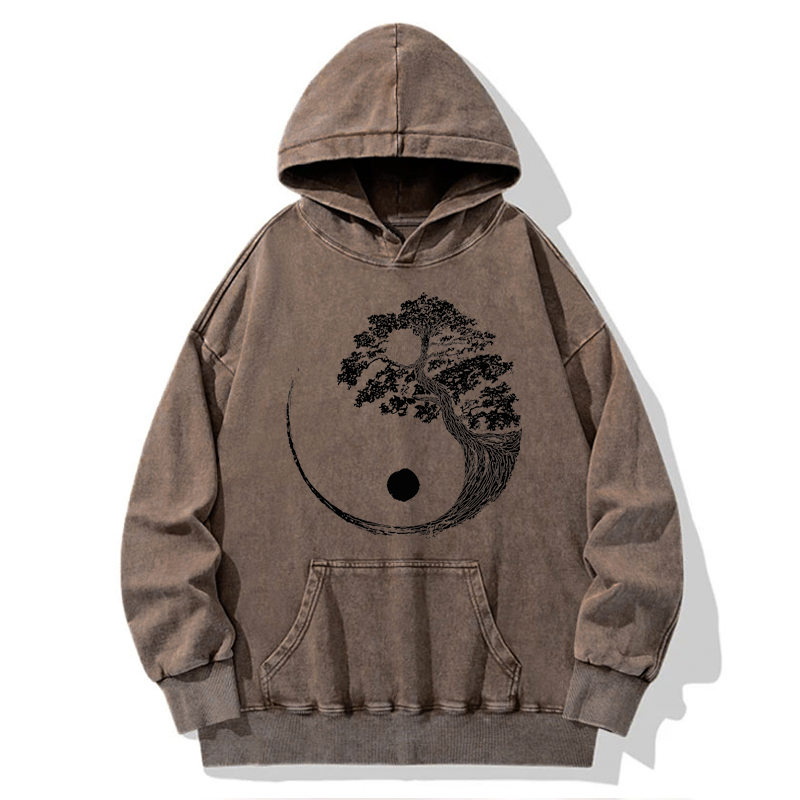 Tokyo-Tiger Yin-Yang Tai Chi Tree Washed Hoodie