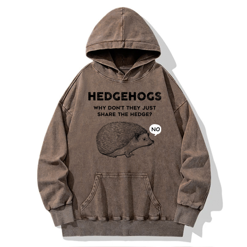 Tokyo-Tiger Funny Hedgehog Washed Hoodie