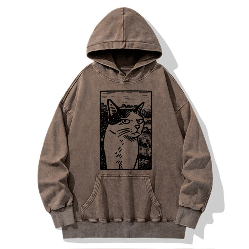 Tokyo-Tiger Cat's Hateful Eyes Washed Hoodie