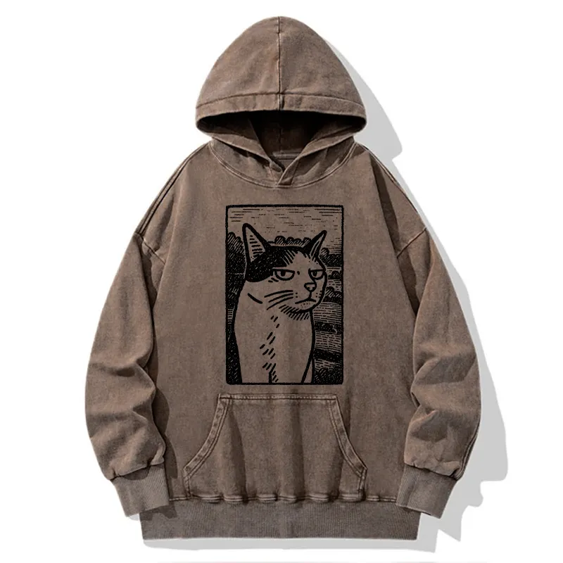 Tokyo-Tiger Cat's Hateful Eyes Washed Hoodie