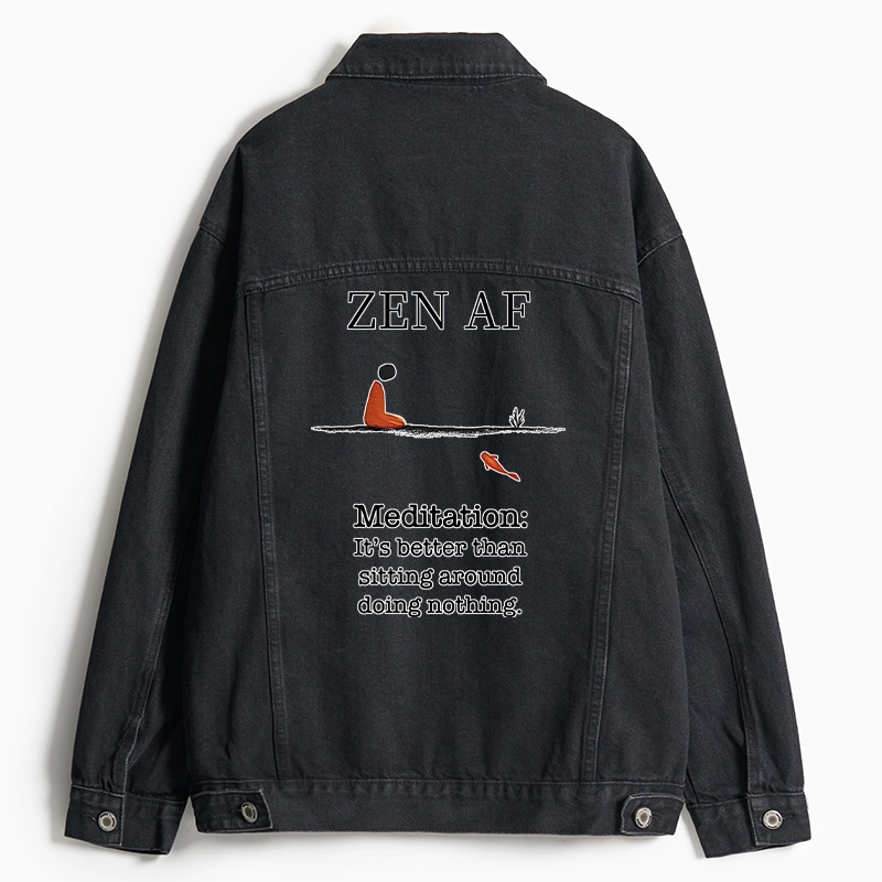 Tokyo-Tiger Zen Vibes Only: The Power of Meditation Jean Jacket