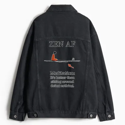 Tokyo-Tiger Zen Vibes Only: The Power of Meditation Jean Jacket