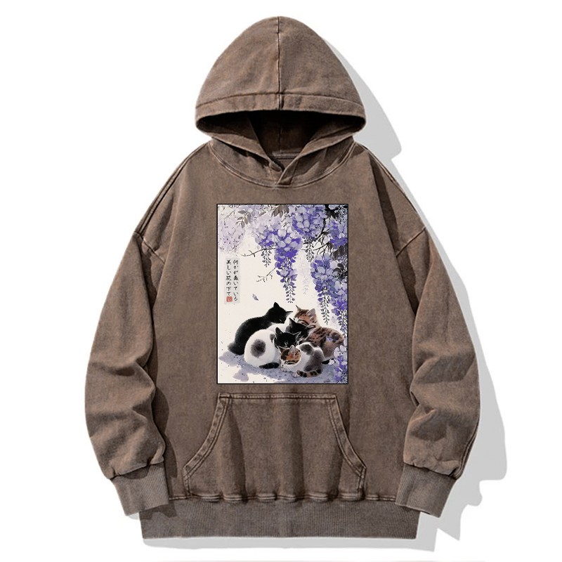Tokyo-Tiger Sitting still  plotting chaos Calming Zen Cat Funny Washed Hoodie