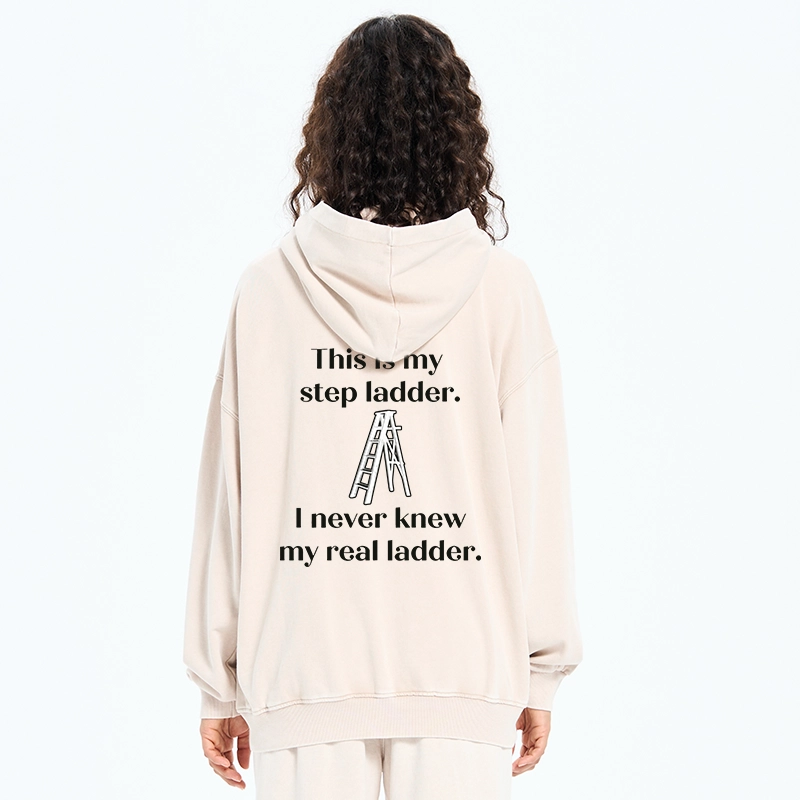 Tokyo-Tiger A Real Ladder Funny Washed Zip Hoodie