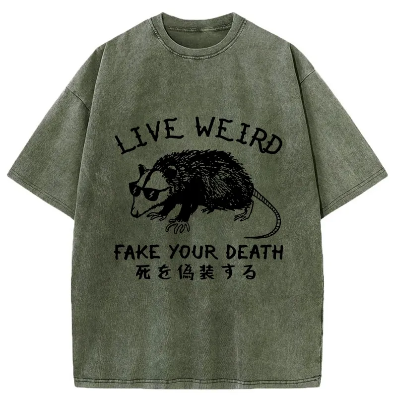 Tokyo-Tiger Live Weird Fake Your Death Washed T-Shirt