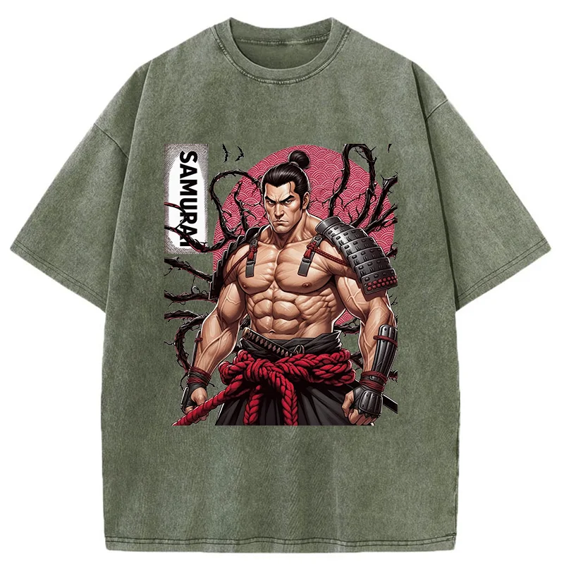 Tokyo-Tiger Strong Japanese Samurai Washed T-Shirt