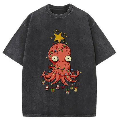 Tokyo-Tiger Christmas Octopus Washed T-Shirt
