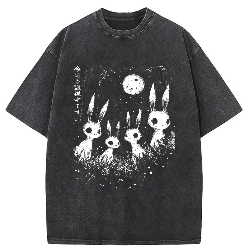 Tokyo-Tiger Rabbit Is Watching You Washed T-Shirt