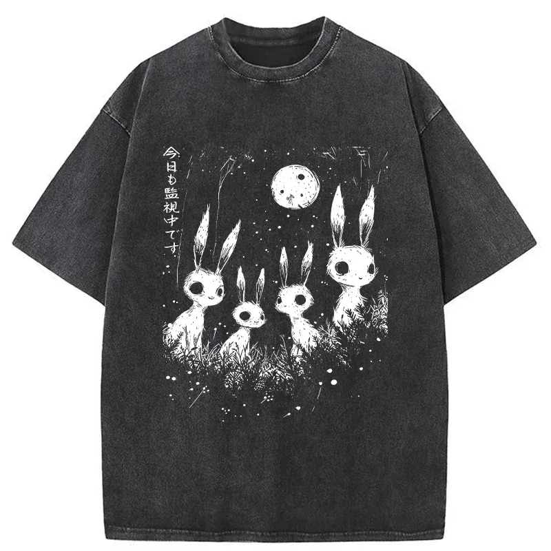 Tokyo-Tiger Rabbit Is Watching You Washed T-Shirt