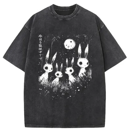 Tokyo-Tiger Rabbit Is Watching You Washed T-Shirt