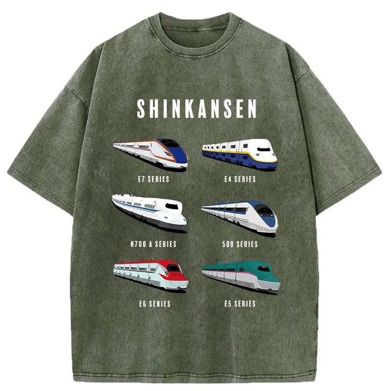 Tokyo-Tiger Shinkansen Bullet Trains Washed T-Shirt