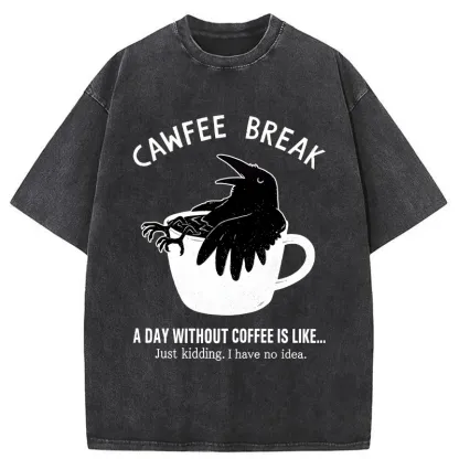 Tokyo-Tiger Crows Need Coffee Washed T-Shirt