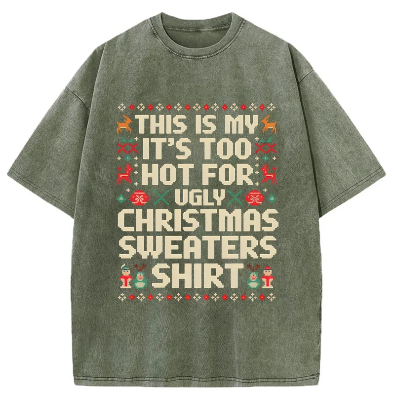 Tokyo-Tiger Ugly Christmas Sweater Funny Washed T-Shirt