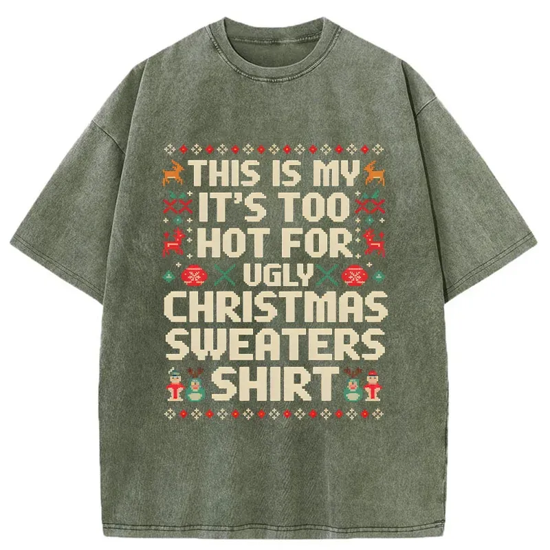 Tokyo-Tiger Ugly Christmas Sweater Funny Washed T-Shirt