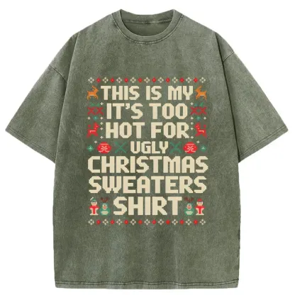 Tokyo-Tiger Ugly Christmas Sweater Funny Washed T-Shirt