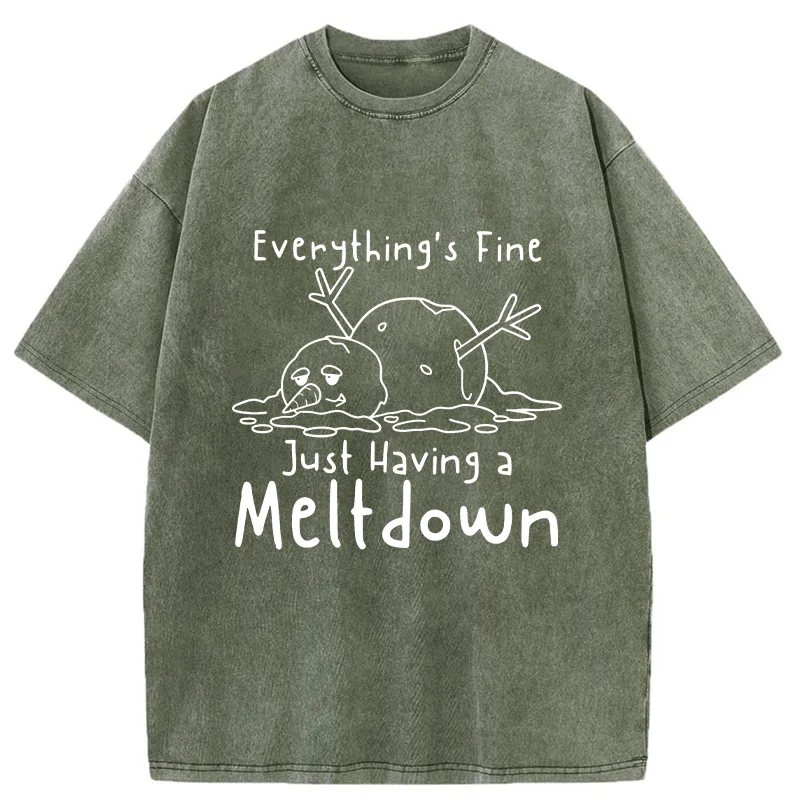 Tokyo-Tiger Snowman Had An Emotional Breakdown Washed T-Shirt