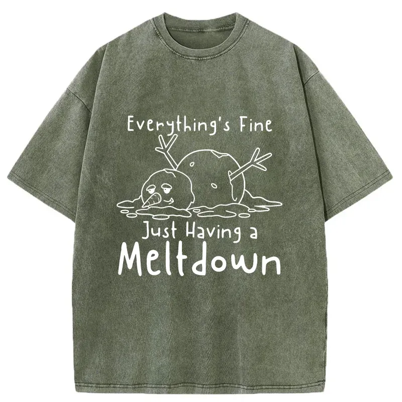 Tokyo-Tiger Snowman Had An Emotional Breakdown Washed T-Shirt