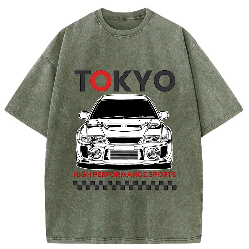 Tokyo-Tiger Japanese Car Models Washed T-Shirt
