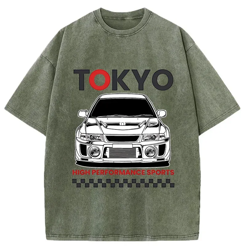 Tokyo-Tiger Japanese Car Models Washed T-Shirt