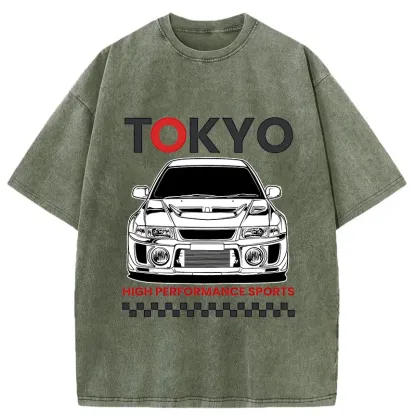 Tokyo-Tiger Japanese Car Models Washed T-Shirt