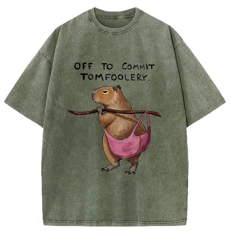 Tokyo-Tiger Capybaras That Do Bad Things Washed T-Shirt