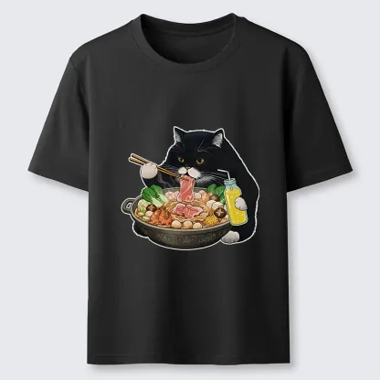 Tokyo-Tiger Black Cat Eating Hot Pot Classic T-Shirt