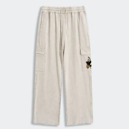 Tokyo-Tiger Cute Catbee Butt Washed Utility Sweatpants