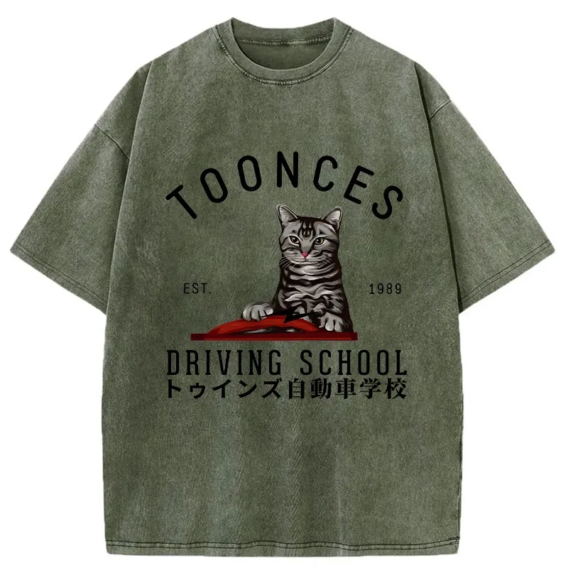 Tokyo-Tiger Toonces Driving School Washed T-Shirt