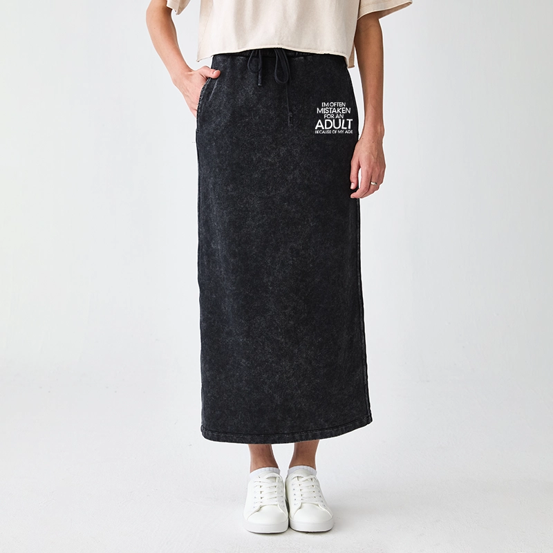 Tokyo-Tiger Old In Age But Young At Heart Washed Terry Skirt