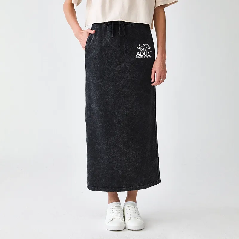 Tokyo-Tiger Old In Age But Young At Heart Washed Terry Skirt