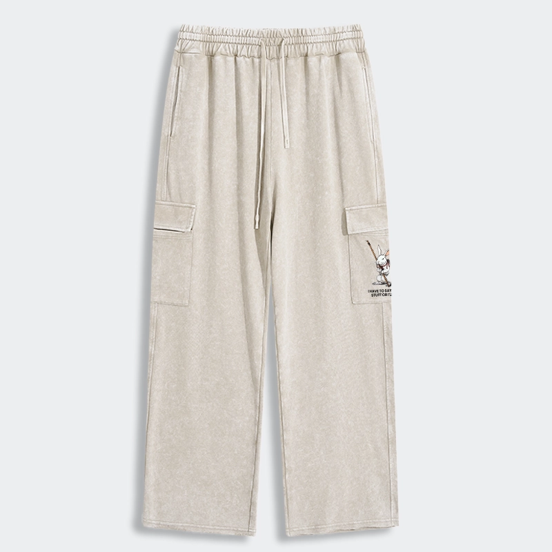Tokyo-Tiger Rabbit Gotta Say Weird Stuff Or Die Washed Utility Sweatpants