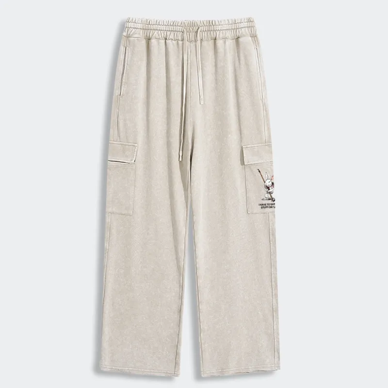 Tokyo-Tiger Rabbit Gotta Say Weird Stuff Or Die Washed Utility Sweatpants