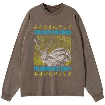 Tokyo-Tiger Slow Snail Japanese Washed Long Sleeve T-Shirt