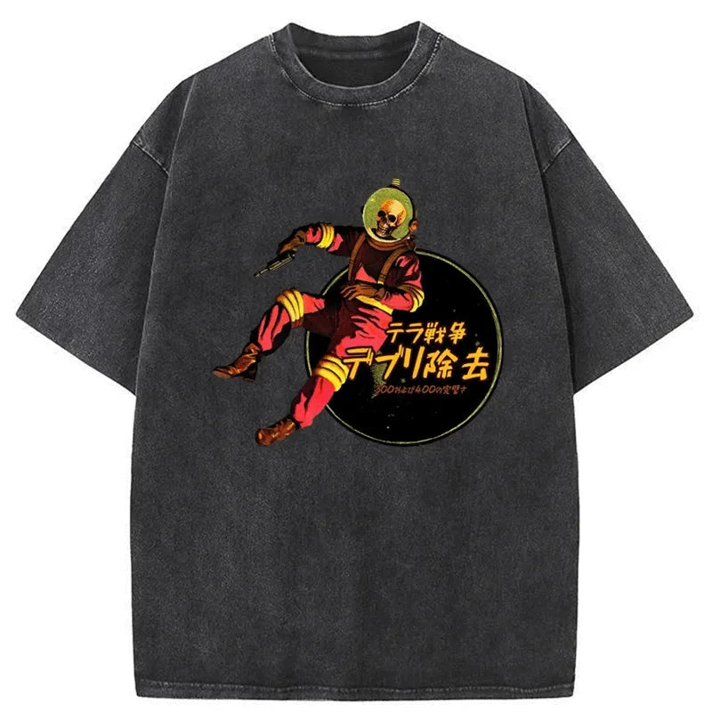 Tokyo-Tiger Skeleton Astronaut Washed T-Shirt