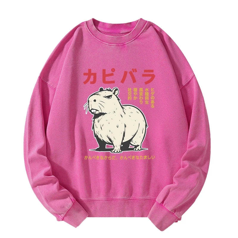 Tokyo-Tiger Angry Capybara Japan Washed Sweatshirt Sale