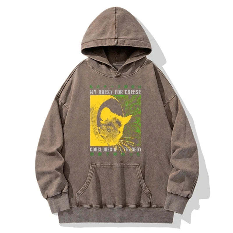 Tokyo-Tiger Mouse Has A Passion For Cheese Washed Hoodie